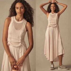NEW Daily Practice by Anthropologie Forward Line Pink Midi‎ Dress Womens XSP